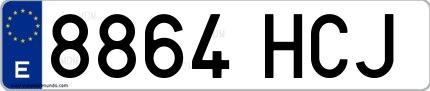 Ejemplo de matrícula española 8864 HCJ