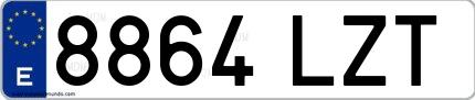 Ejemplo de matrícula española 8864 LZT