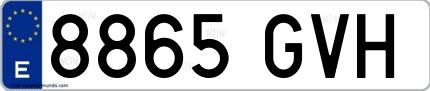Ejemplo de matrícula española 8865 GVH