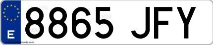 Ejemplo de matrícula española 8865 JFY