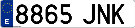 Ejemplo de matrícula de coche ordinaria 8865 JNK