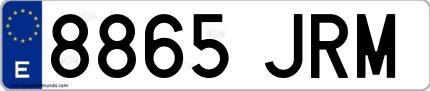 Ejemplo de matrícula española 8865 JRM
