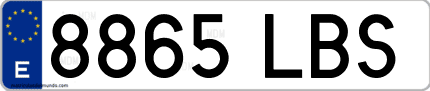 Ejemplo de matrícula de coche ordinaria 8865 LBS