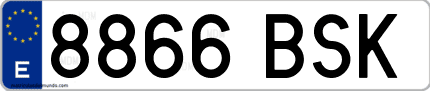Ejemplo de matrícula de coche ordinaria 8866 BSK