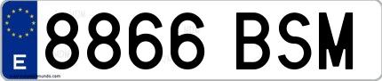 Ejemplo de matrícula española 8866 BSM