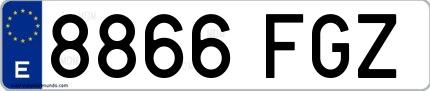 Ejemplo de matrícula española 8866 FGZ