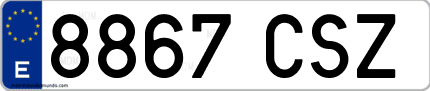 Ejemplo de matrícula de coche ordinaria 8867 CSZ