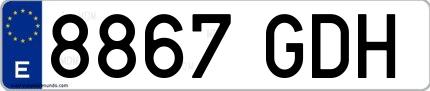 Ejemplo de matrícula española 8867 GDH