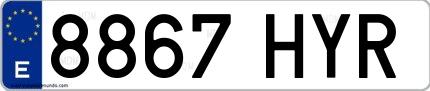 Ejemplo de matrícula española 8867 HYR