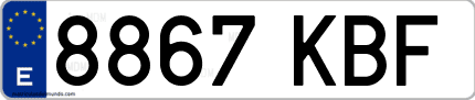 Ejemplo de matrícula de coche ordinaria 8867 KBF