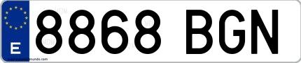 Ejemplo de matrícula española 8868 BGN