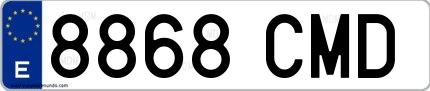 Ejemplo de matrícula española 8868 CMD