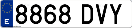 Ejemplo de matrícula de coche ordinaria 8868 DVY
