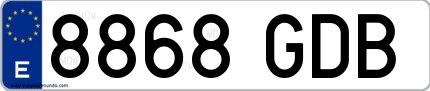 Ejemplo de matrícula española 8868 GDB
