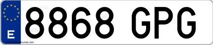 Ejemplo de matrícula española 8868 GPG