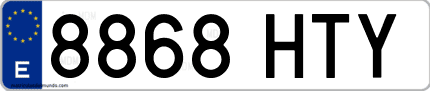 Ejemplo de matrícula de coche ordinaria 8868 HTY
