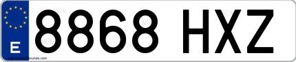 Ejemplo de matrícula española 8868 HXZ