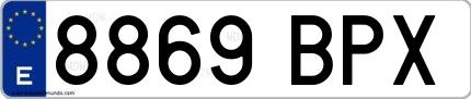 Ejemplo de matrícula española 8869 BPX