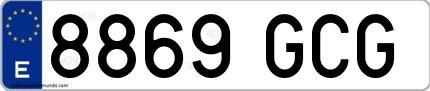 Ejemplo de matrícula española 8869 GCG