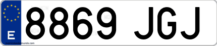 Ejemplo de matrícula de coche ordinaria 8869 JGJ