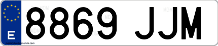 Ejemplo de matrícula de coche ordinaria 8869 JJM