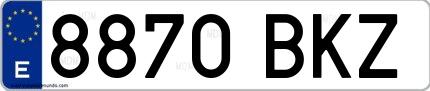 Ejemplo de matrícula española 8870 BKZ