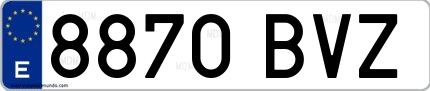 Ejemplo de matrícula española 8870 BVZ