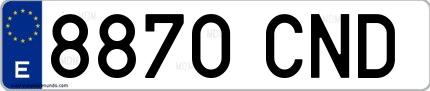 Ejemplo de matrícula española 8870 CND