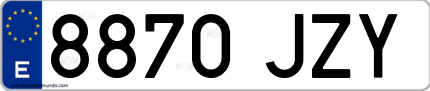 Ejemplo de matrícula de coche ordinaria 8870 JZY