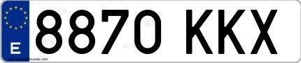 Ejemplo de matrícula española 8870 KKX