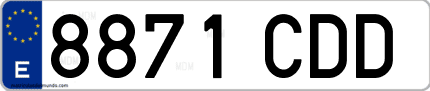 Ejemplo de matrícula de coche ordinaria 8871 CDD