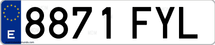 Ejemplo de matrícula de coche ordinaria 8871 FYL