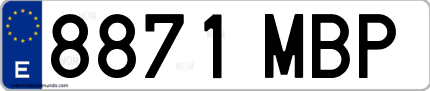 Ejemplo de matrícula de coche ordinaria 8871 MBP