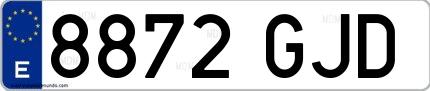 Ejemplo de matrícula española 8872 GJD