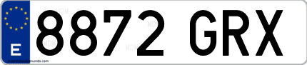 Ejemplo de matrícula de coche ordinaria 8872 GRX