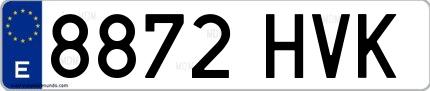 Ejemplo de matrícula española 8872 HVK