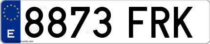Ejemplo de matrícula de coche ordinaria 8873 FRK