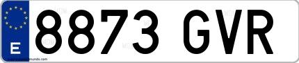 Ejemplo de matrícula española 8873 GVR