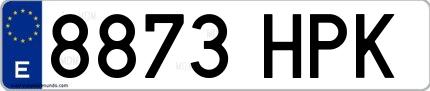 Ejemplo de matrícula española 8873 HPK