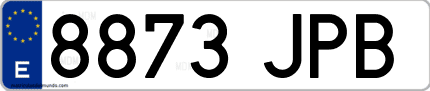 Ejemplo de matrícula de coche ordinaria 8873 JPB