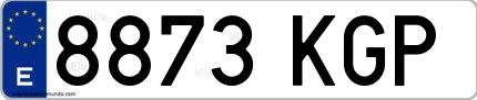 Ejemplo de matrícula española 8873 KGP