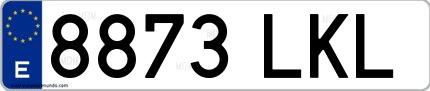 Ejemplo de matrícula española 8873 LKL