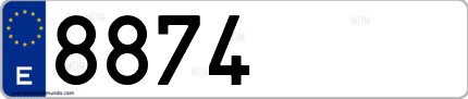 Ejemplo de matrícula de coche ordinaria 8874 