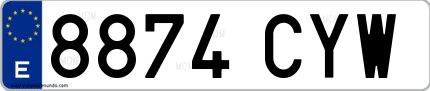 Ejemplo de matrícula española 8874 CYW