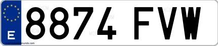 Ejemplo de matrícula española 8874 FVW