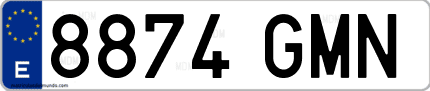 Ejemplo de matrícula de coche ordinaria 8874 GMN