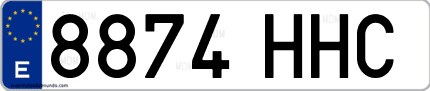 Ejemplo de matrícula de coche ordinaria 8874 HHC
