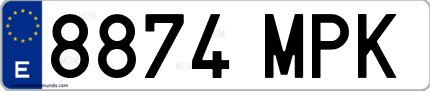 Ejemplo de matrícula de coche ordinaria 8874 MPK