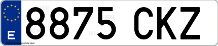 Ejemplo de matrícula de coche ordinaria 8875 CKZ