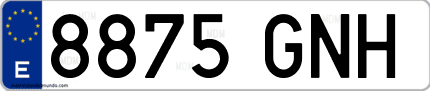 Ejemplo de matrícula de coche ordinaria 8875 GNH